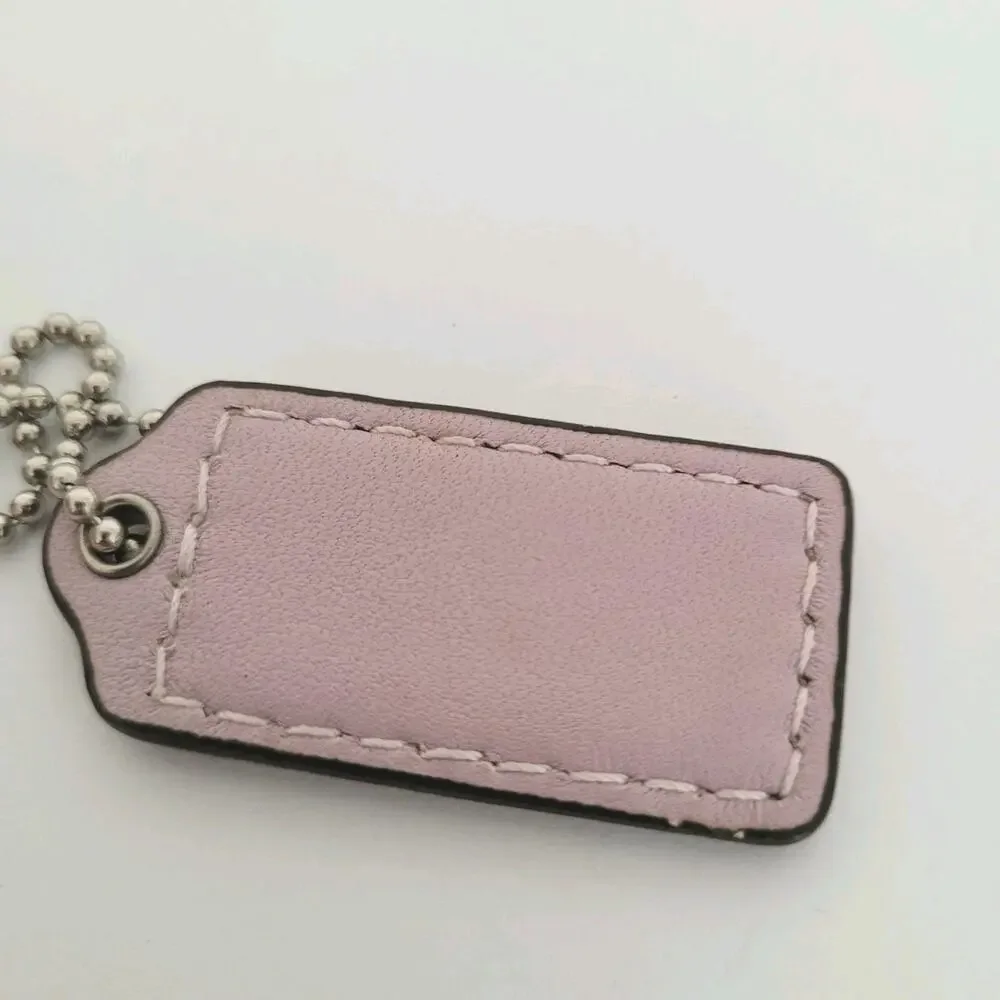 Coach Hang Tag Brown Purple Leather Bag Charm Keychain Small 2